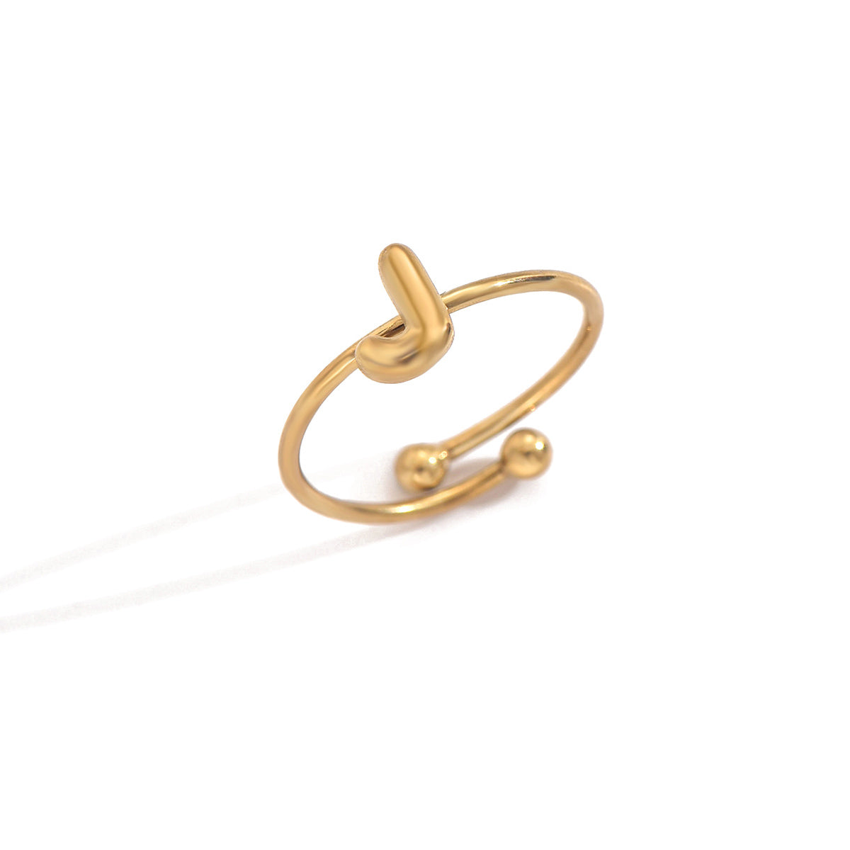 Lxalry 18K Gold Plated Stainless Steel Initial Ring