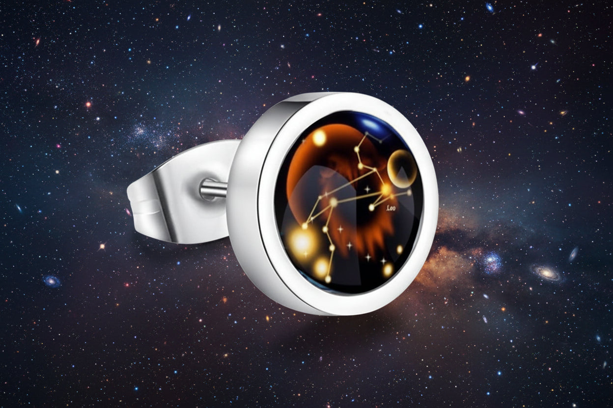 Silver ring with a celestial design on a white background from nested wisdom