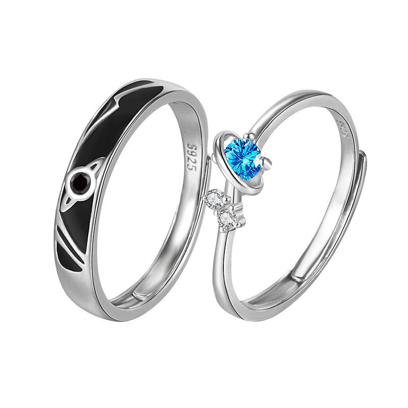 Two silver rings with gemstones on a white background