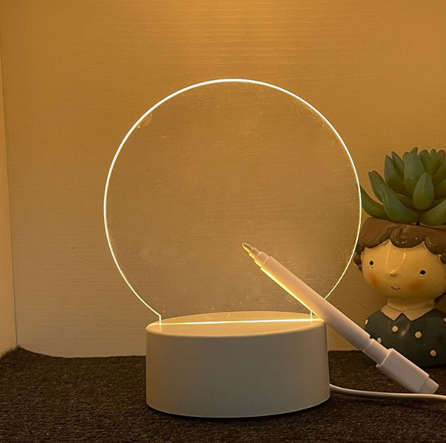 Luminous Acrylic Message Board Night Light – USB 3D Memo Lamp with Handwriting Pen