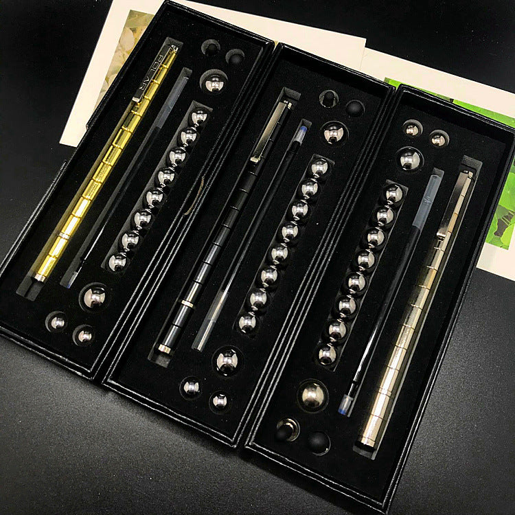 Magnetic Fidget Pen Gift Set – Refillable Ballpoint + Stylus, 13 Rings & 12 Steel Balls, Creative Desk Toy