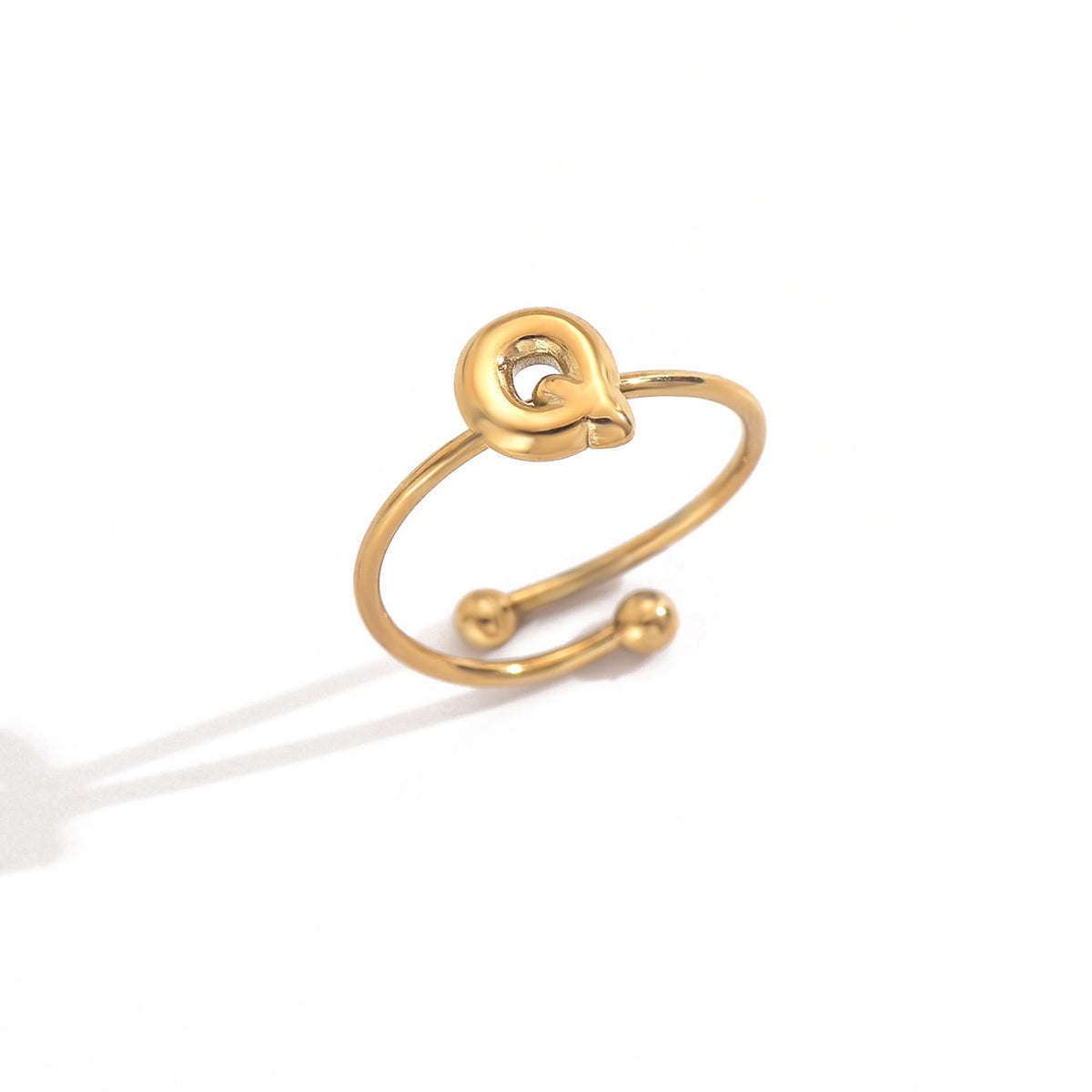 Lxalry 18K Gold Plated Stainless Steel Initial Ring