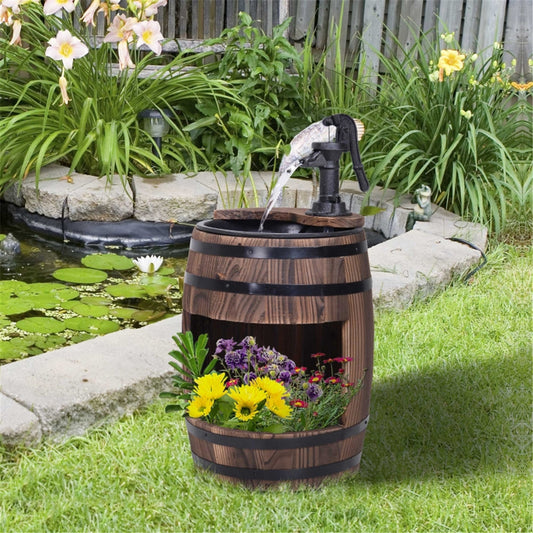 Rustic Barrel Water Pump Fountain – Fir & Iron, UL Pump