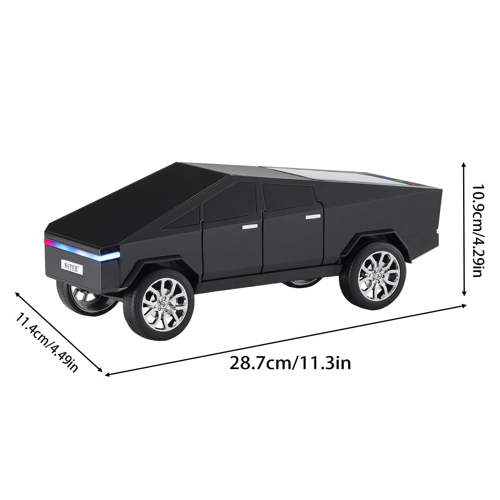Black model car with dimensions indicated on a white background from Nested Wisdom