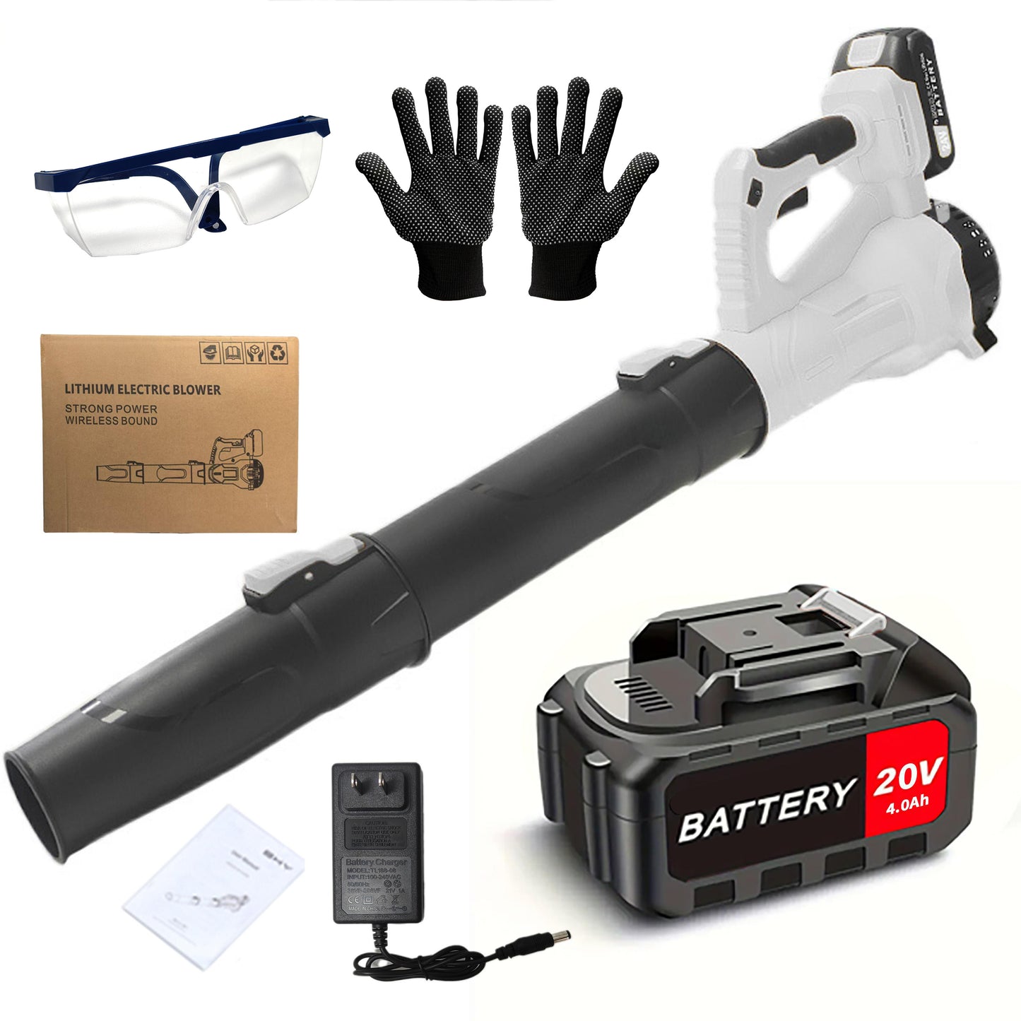 Cordless 20V Variable-Speed Leaf Blower with Turbo Mode & 4.0Ah Battery – Multicolor Options