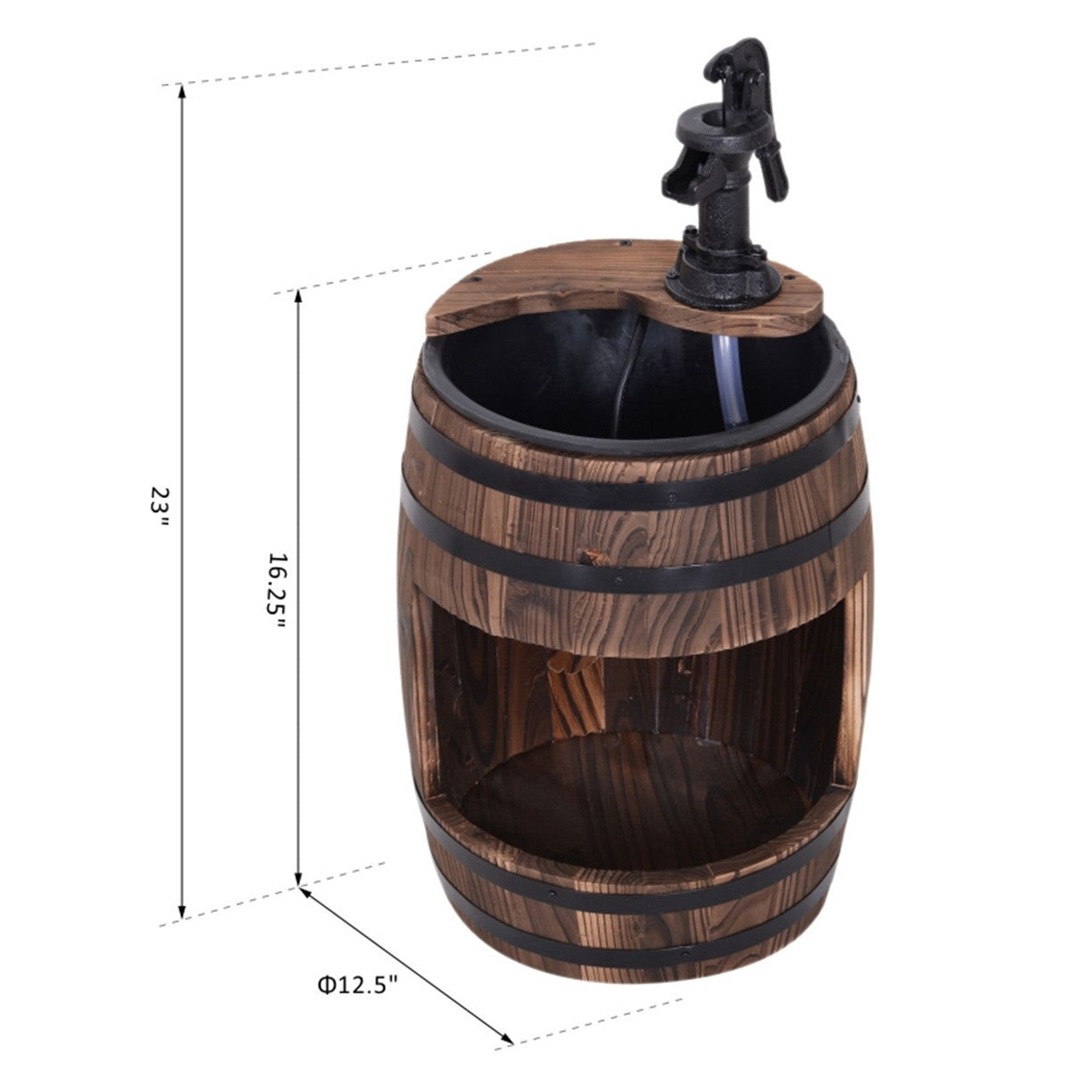 Rustic Barrel Water Pump Fountain – Fir & Iron, UL Pump
