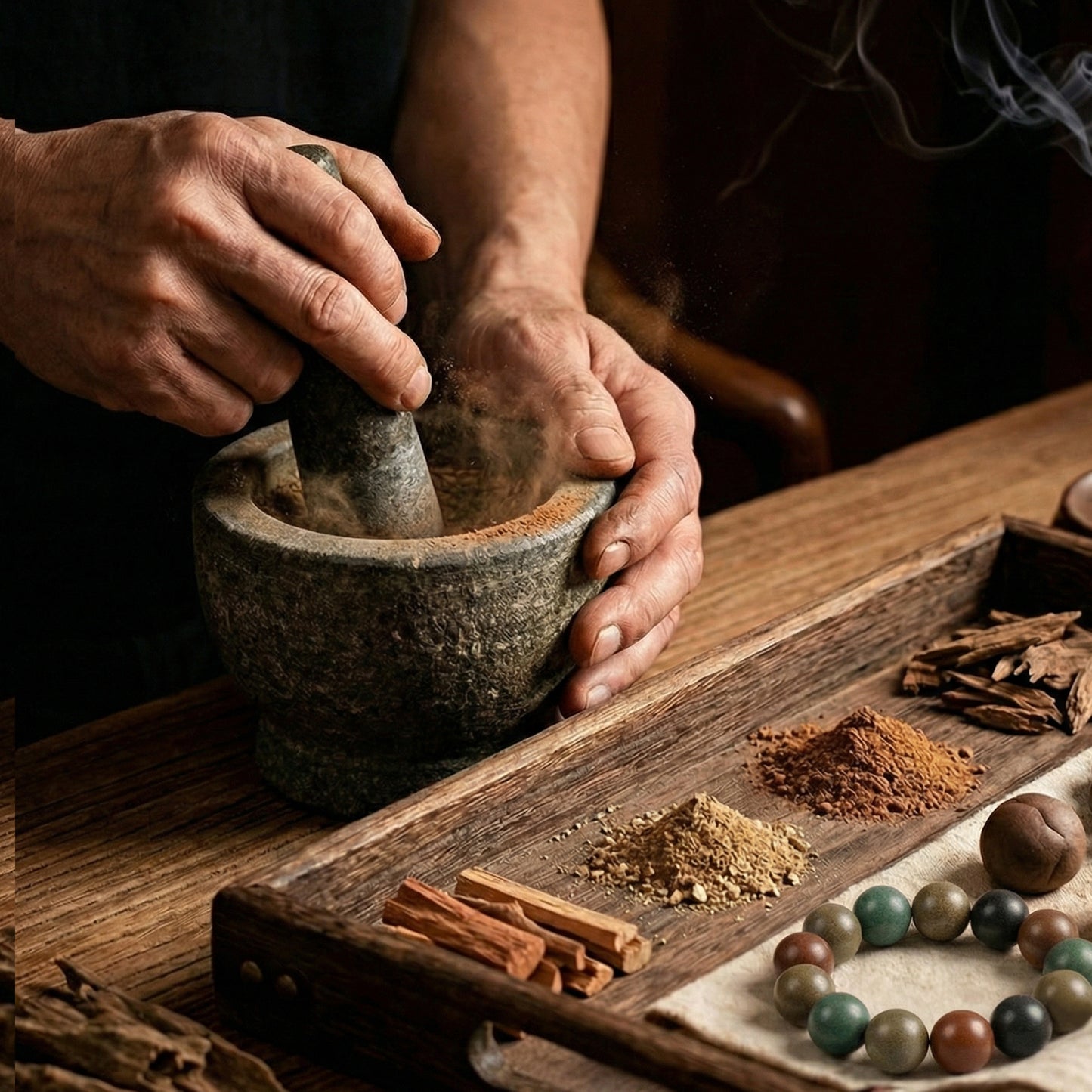 Botanical Scented Bracelet – Aromatic Wood Bead Jewelry with Earthy Natural Style