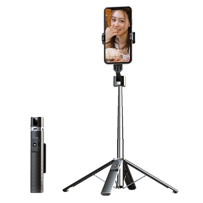 Iphone or android Phone holder with tripod and remote control on a white background