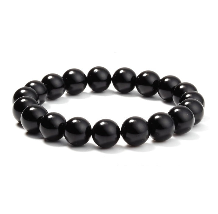 Black Onyx beaded bracelet on a white background