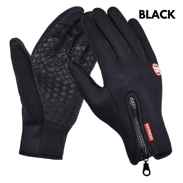 Black gloves with a zipper on a white background