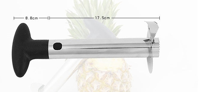 Pineapple peeler with measurements on a white background