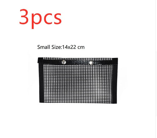 Black mesh pouch with size 14x22 cm on a white background