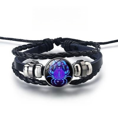 Bracelet with a blue and purple gemstone on a white background