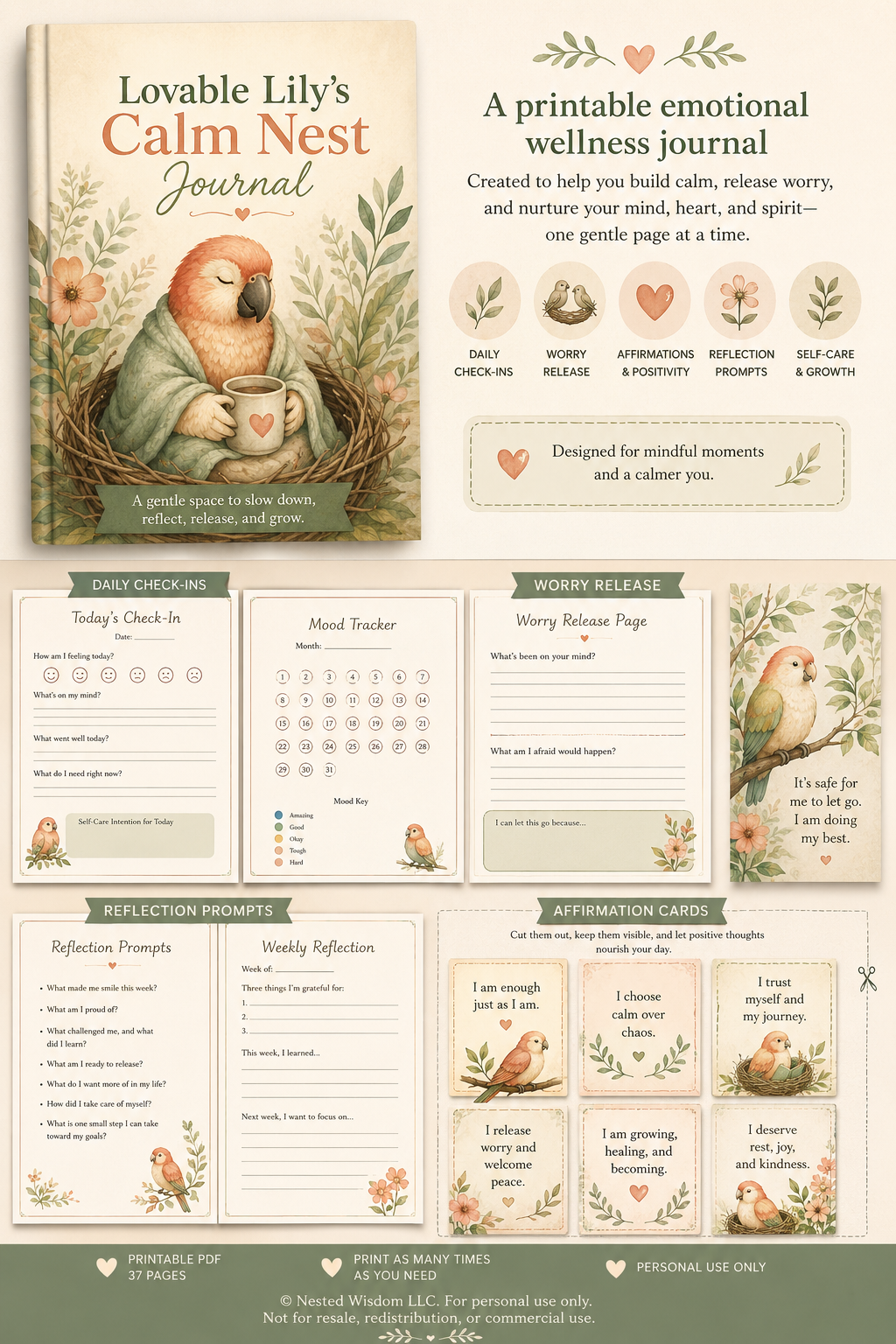 Lovable Lily's Calm Nest Journal| Spring edition | Nested Wisdom