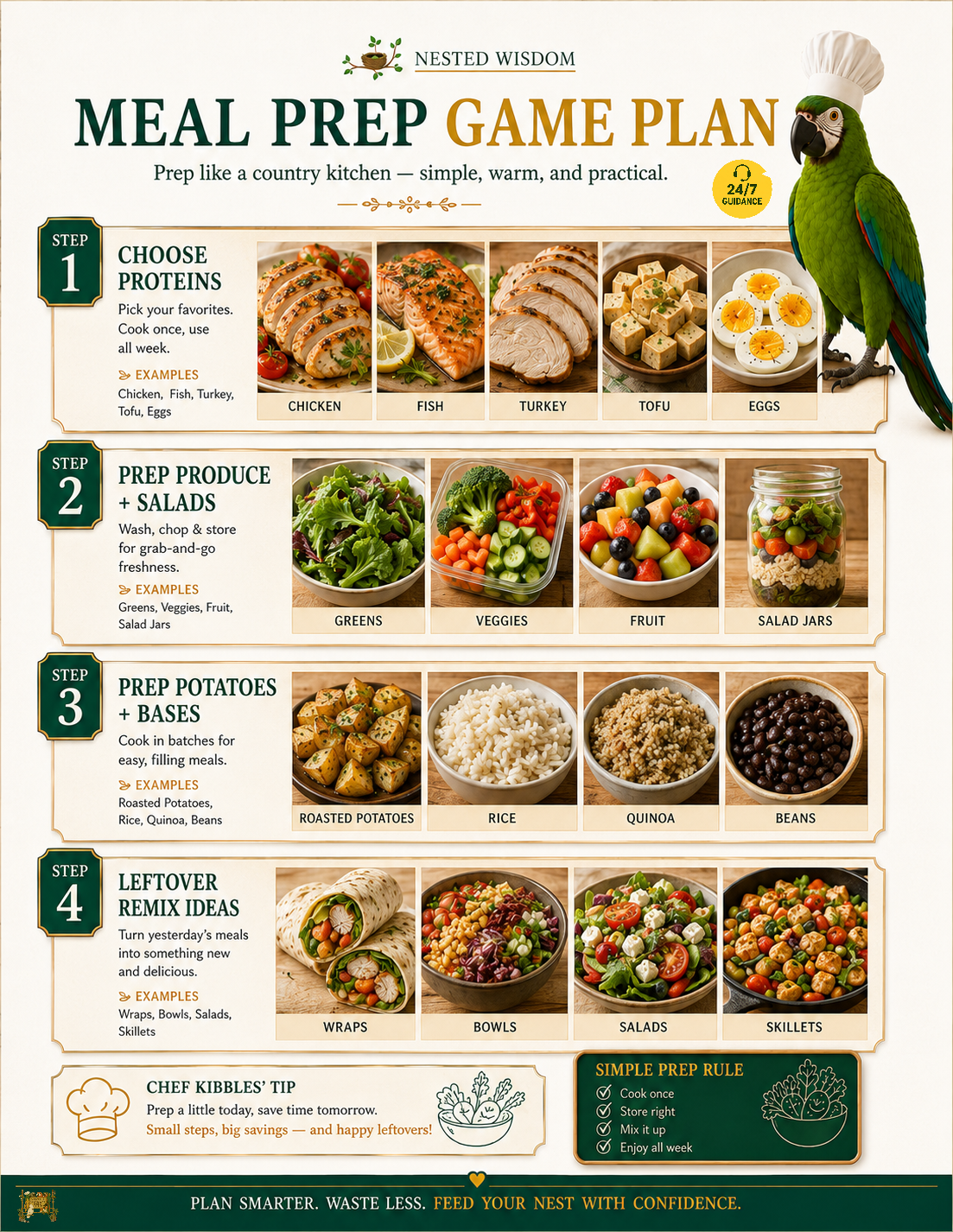 Chef Kibbles' 7-Day Grocery Saver Meal Plan | Nested Wisdom