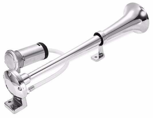 Chrome double horn on a white background