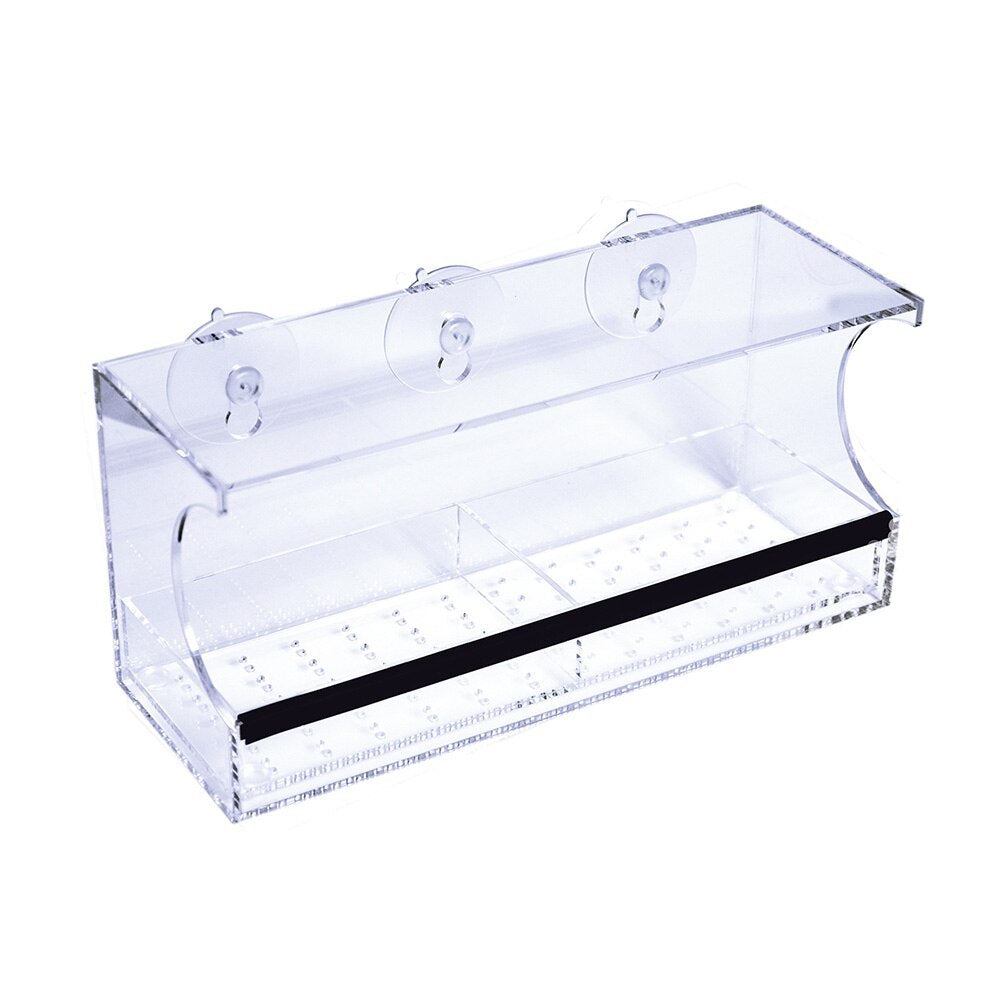 Clear acrylic display case with a black base on a white background