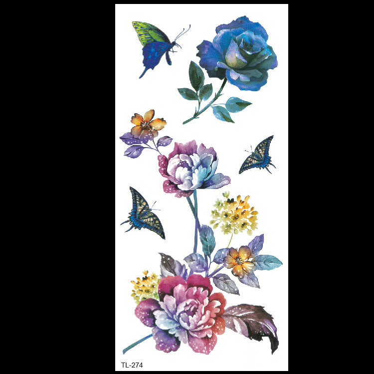 Colorful floral and butterfly design on a white background