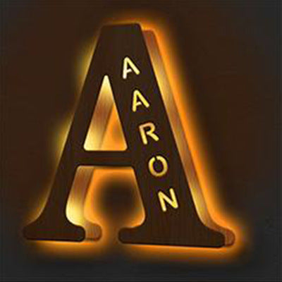 Glowing letter 'A' with 'AARON' below on a dark background
