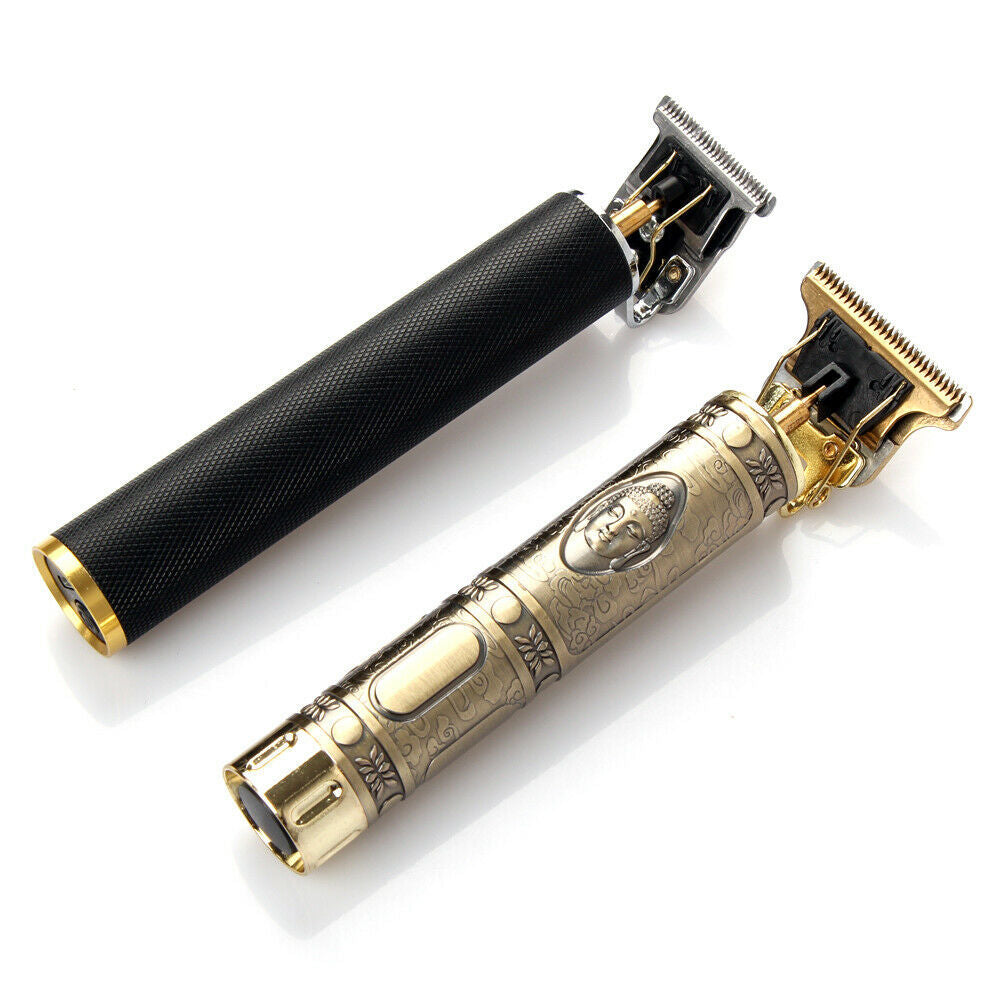 Vintage-style electric razor with detailed design on a white background