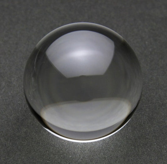 Clear glass sphere on a dark gray background