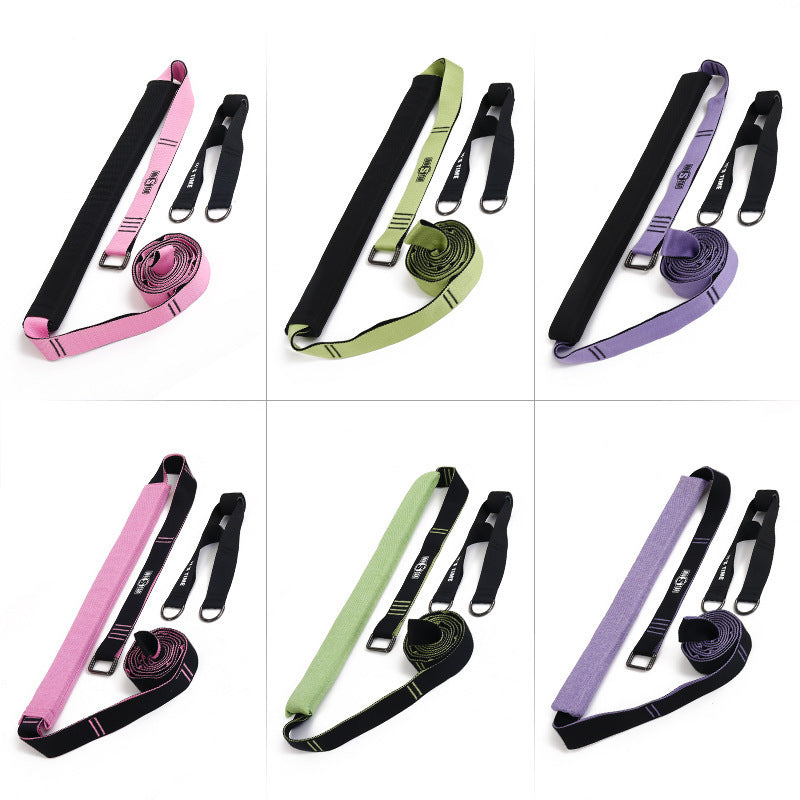 Collage of resistance bands in various colors on a white background