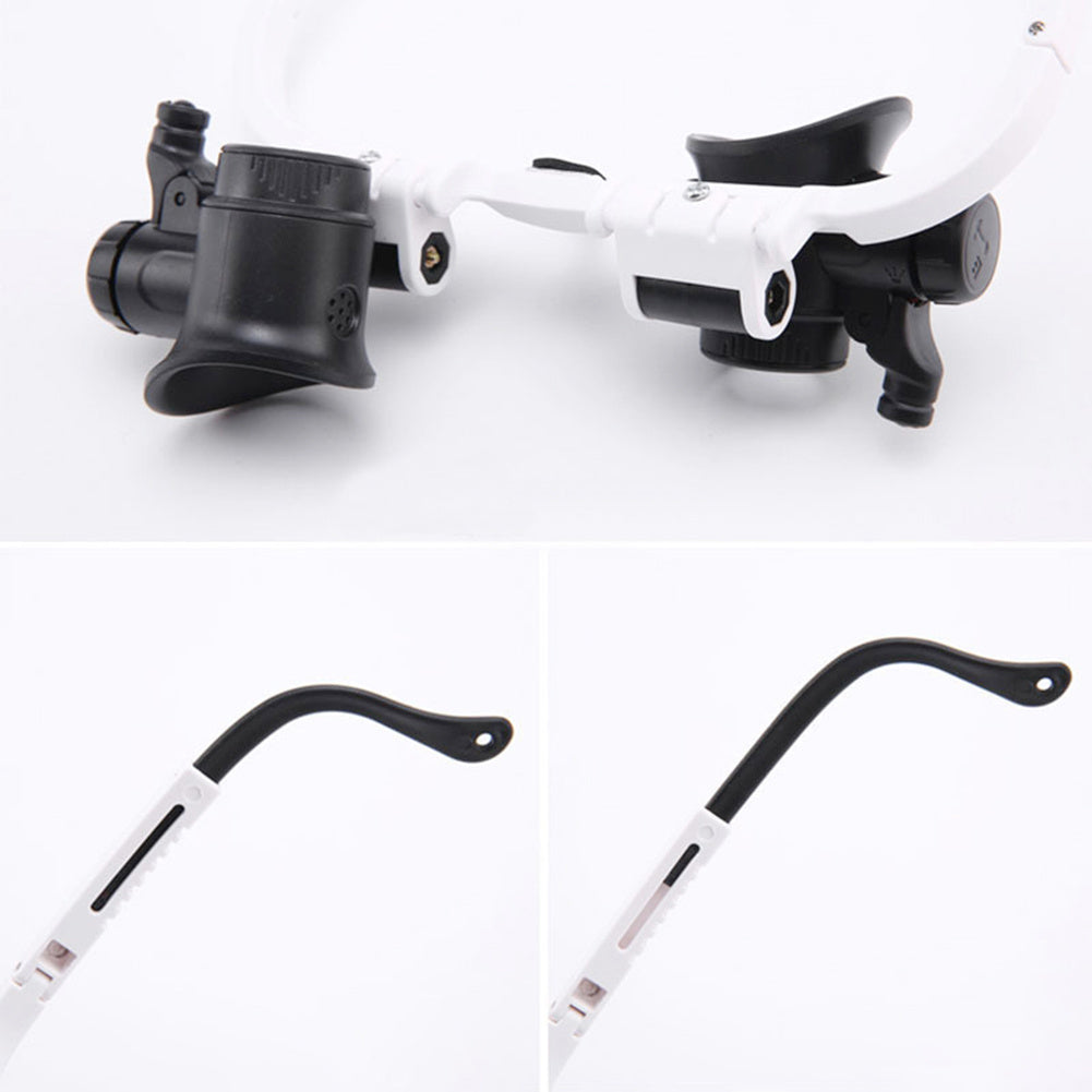 White dental magnifying glass with black lenses on a white background