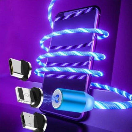 Phone with blue LED lights on a purple background