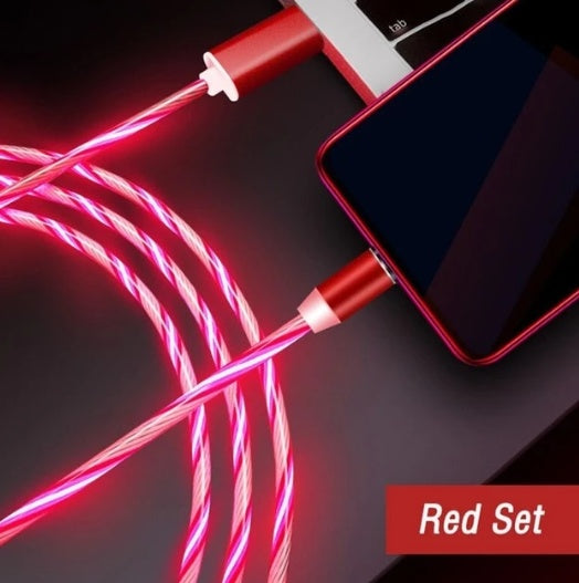 Red LED cable connected to a smartphone on a dark background with 'Red Set' text.