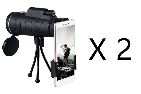 Phone with a monocular attachment on a white background