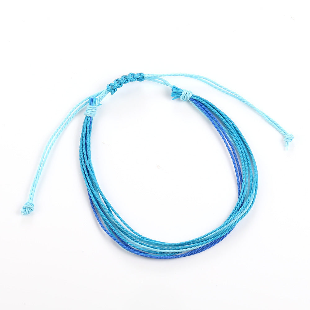 Blue braided cord on a white background