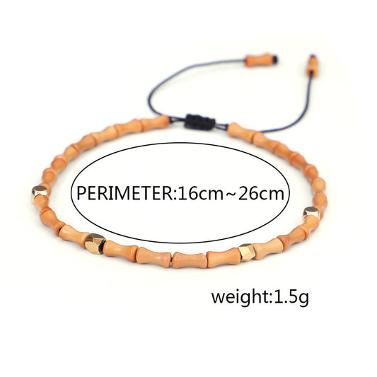 Beaded bracelet with measurement text on a white background