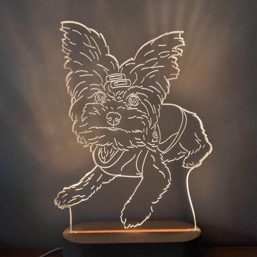 Dog-shaped lamp on a dark background