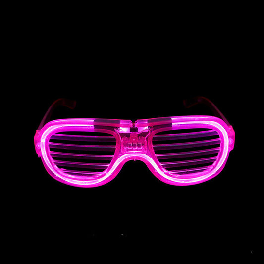 Pink LED glasses on a black background