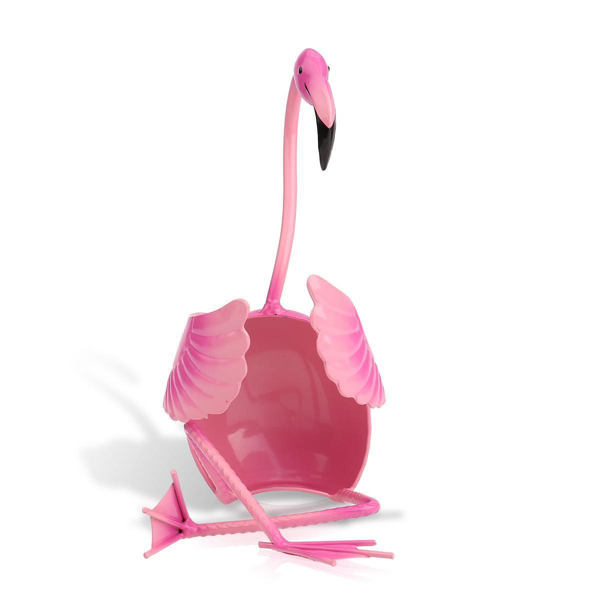 Pink flamingo-shaped sandcastle mold on a white background