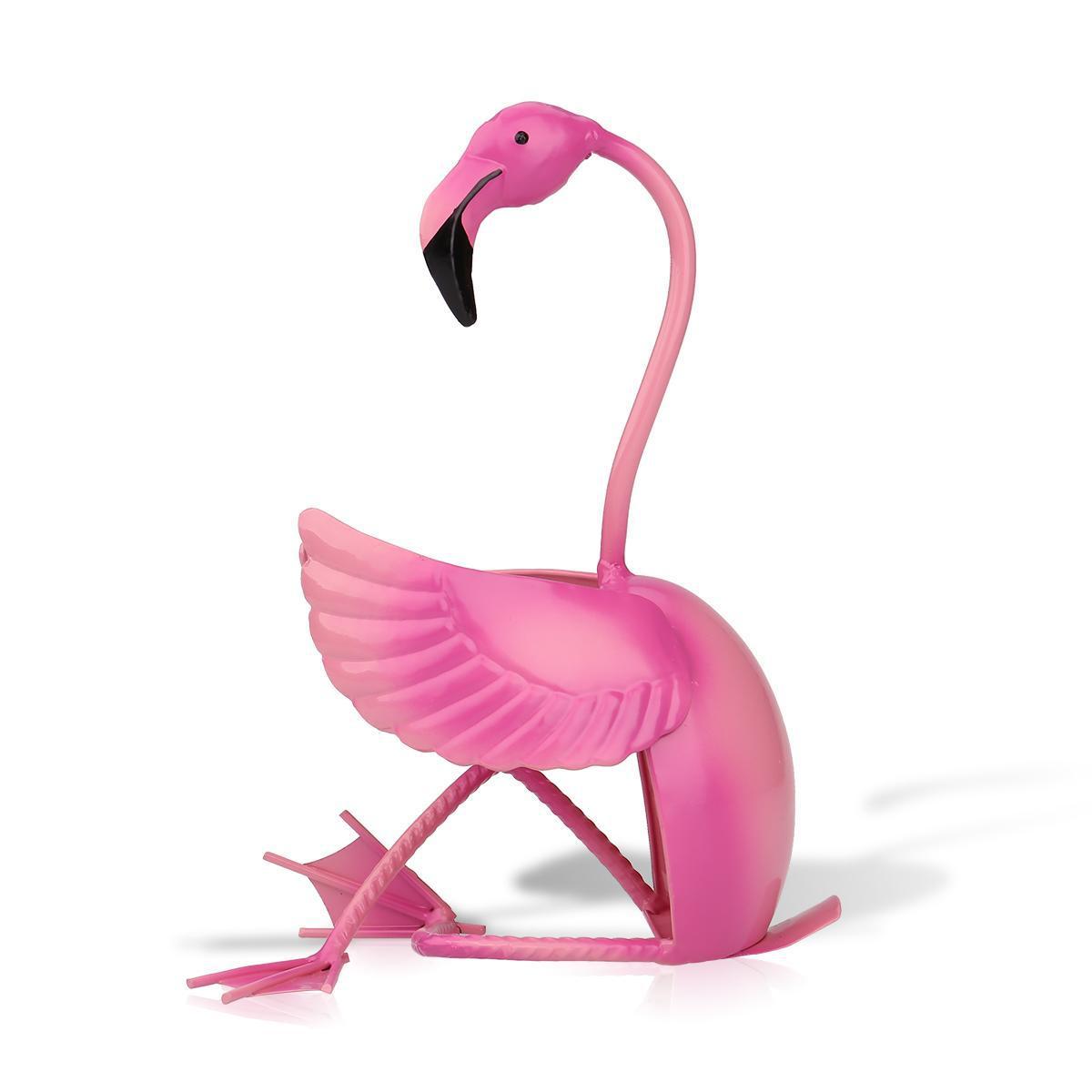 Pink flamingo-shaped drink stirrer on a white background