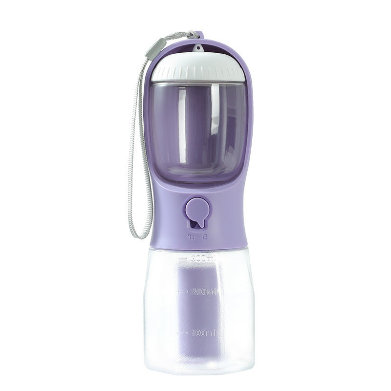 Purple pet water bottle with a transparent section on a white background