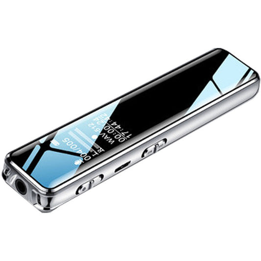 “Slim black Q22 digital voice recorder with LCD screen and side buttons”