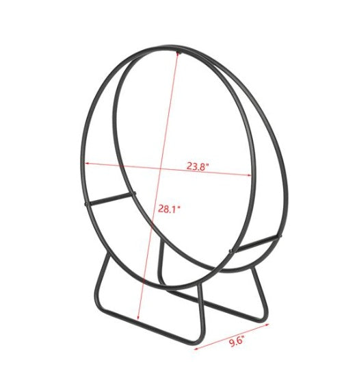 Black metal stand with measurements on a white background