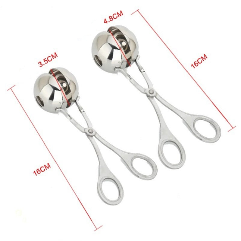 Metallic cookie cutters with dimensions labeled on a white background