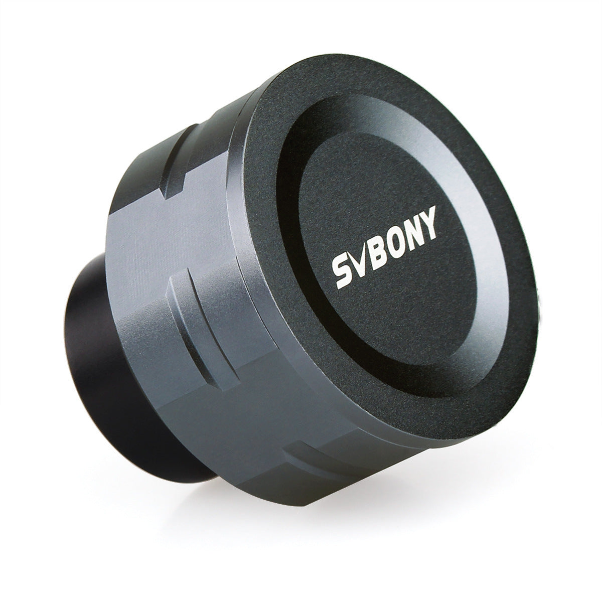 Black SVBONY camera lens cap on a white background