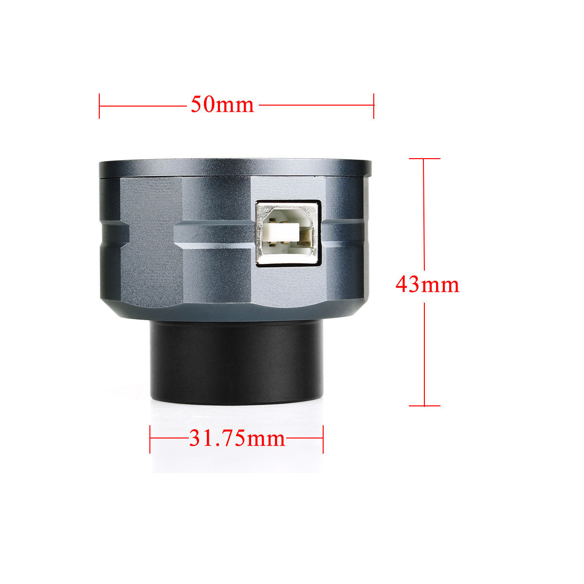Measurement dimensions of a cylindrical metal component on a white background