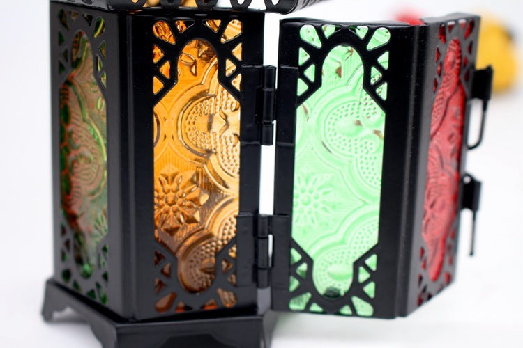 Decorative lantern with colorful patterns on a white background
