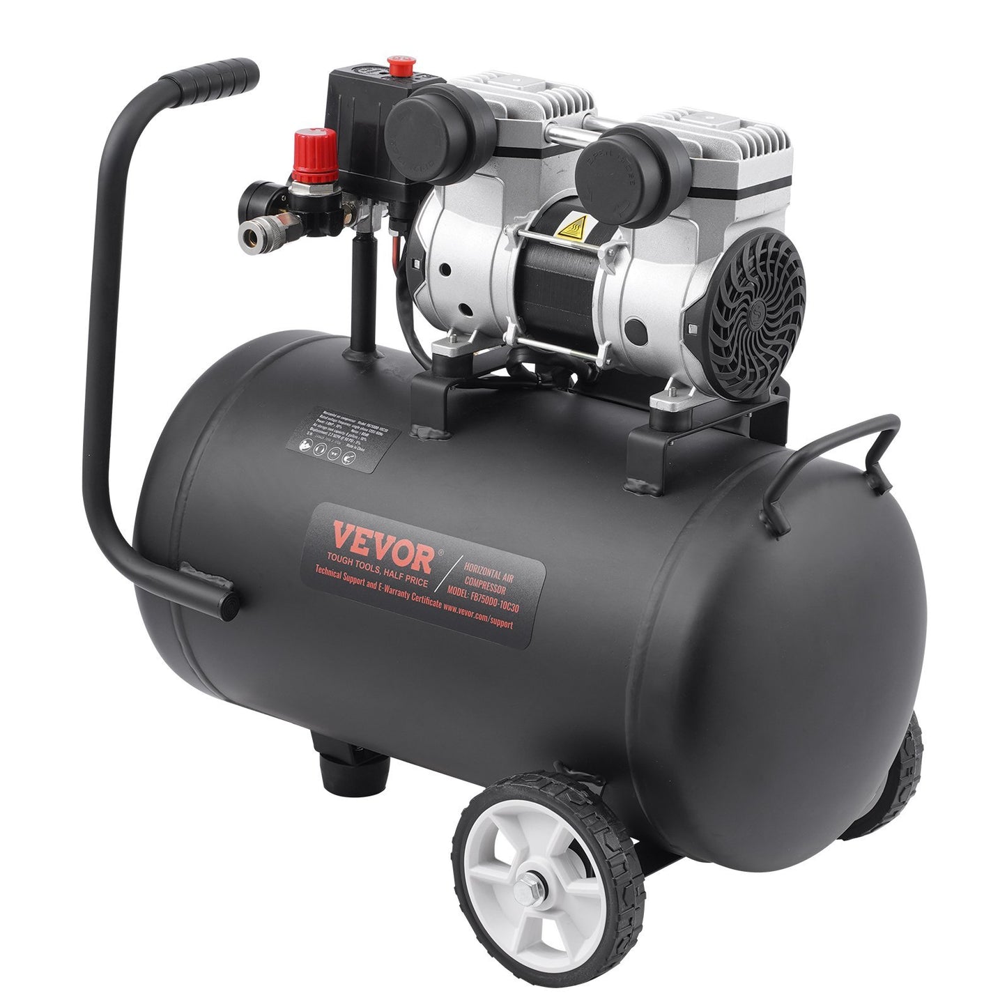 Black air compressor with Vevor branding on a white background