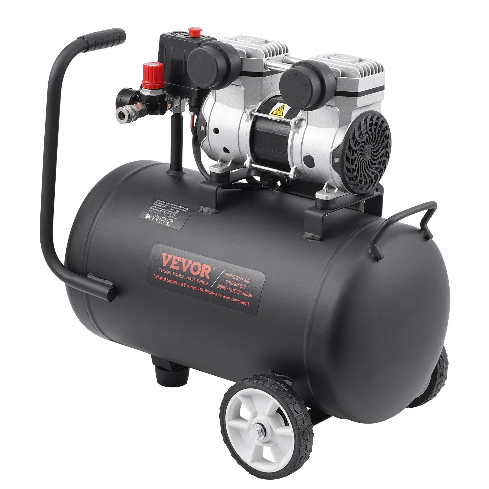 Black air compressor with Vevor branding on a white background