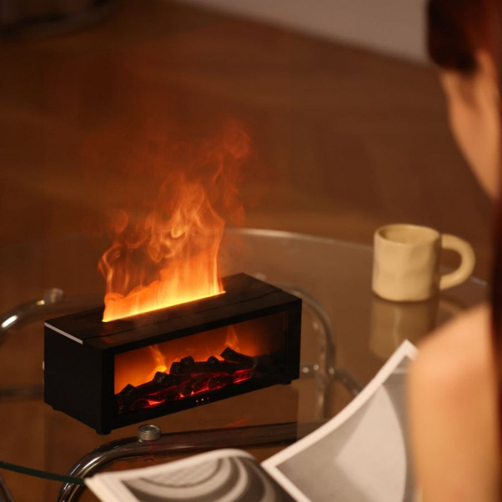 Fireplace Flame Aromatherapy Diffuser – LED Mist Humidifier with Remote Control