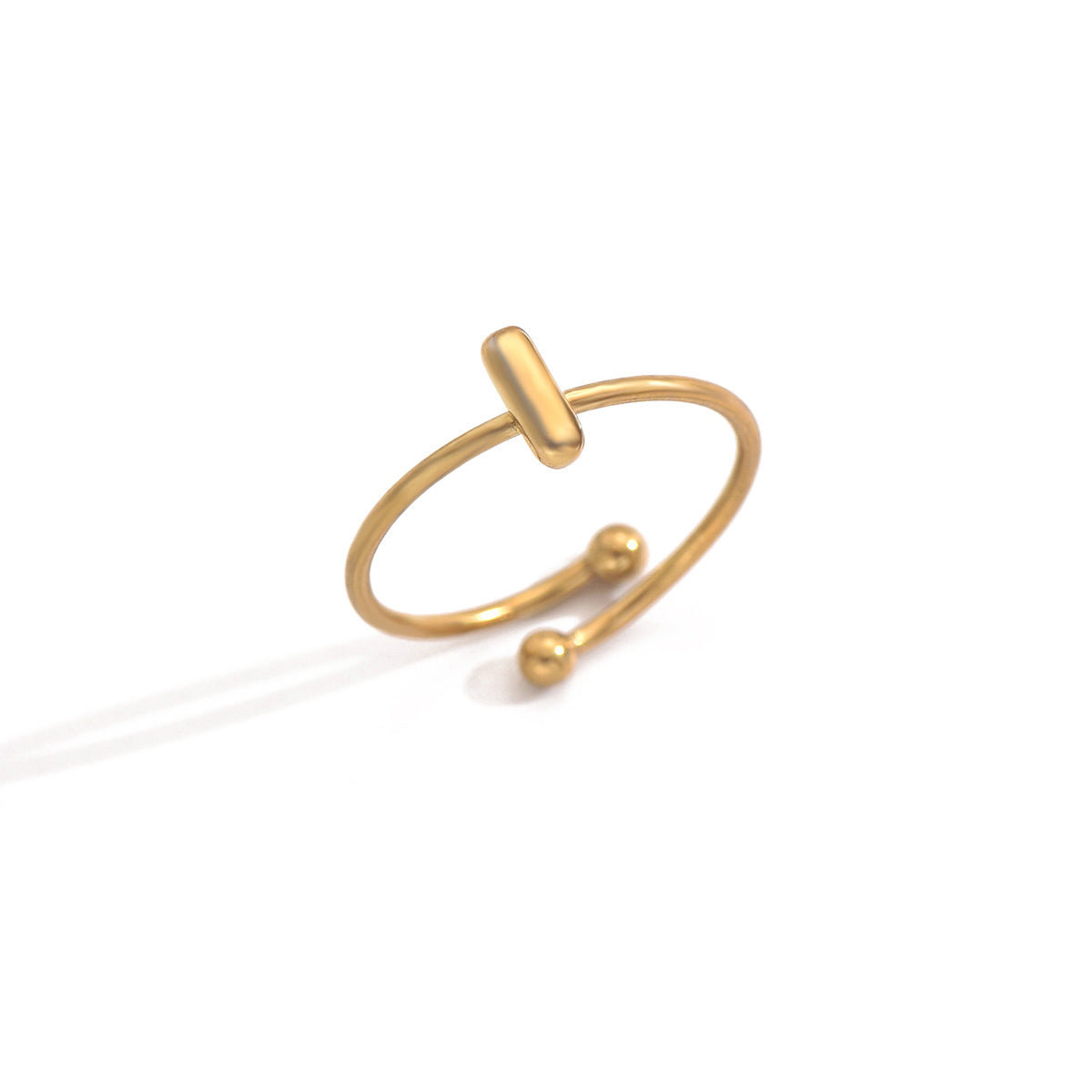 Lxalry 18K Gold Plated Stainless Steel Initial Ring
