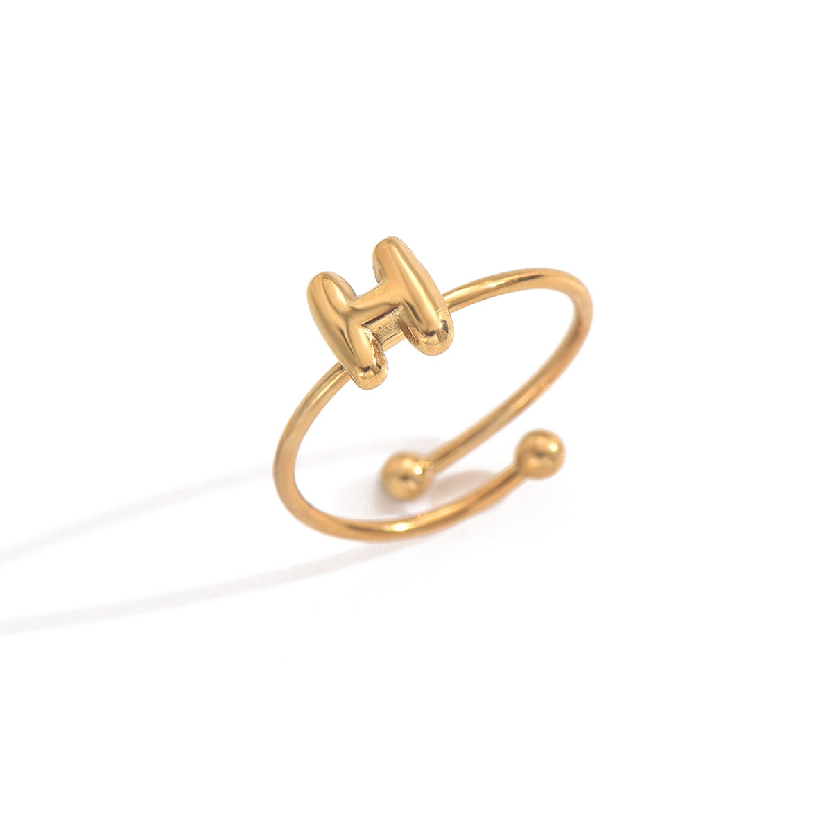 Lxalry 18K Gold Plated Stainless Steel Initial Ring