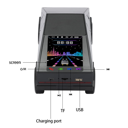 Top-down view of a portable music player with labeled components on a white background from Nested Wisdom