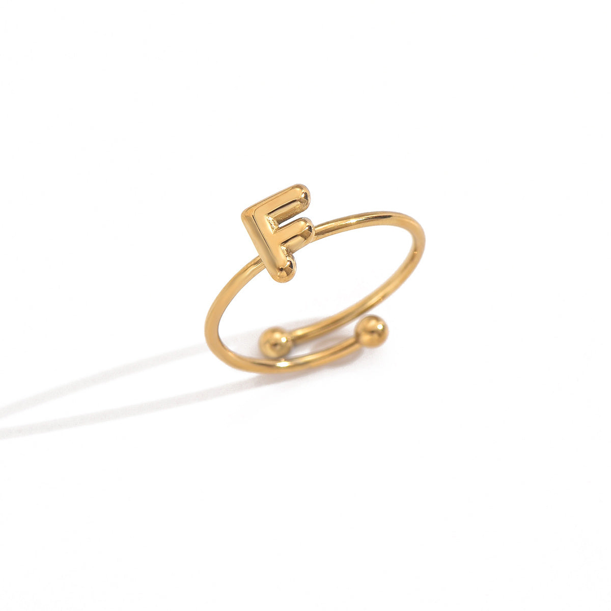 Lxalry 18K Gold Plated Stainless Steel Initial Ring